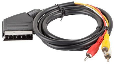Kabllo Lanberg Scart RCA (Cinch) x3 1.8m (CA-EURC-10CC-0018-BK), e zezë