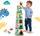 Set lodrash SES Creative Stacking Blocks Tower me figura dinosauri, 7 blloqe druri, me ngjyra të ndryshme