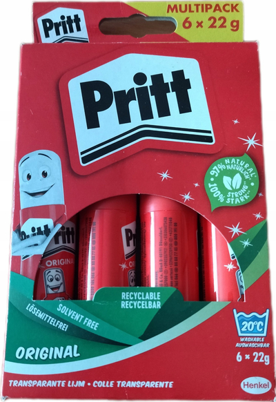 Лепак за хартија Pritt PS6BF, 22g, сет 6 парчиња, перат