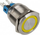 Buton LED DimasTech PD096, 22mm, dritë e verdhë, ngjyrë argjendtë