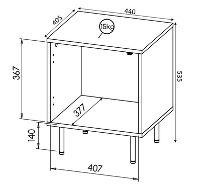 Komodinë anësore Halmar HOLE, set 2 copë, 44x40.5x53.5cm, e bardhë mat