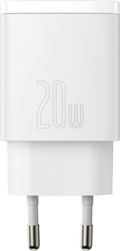 Karikues muri Baseus Compact Charger, 1x USB A, 1x USB C, 3A, i bardhë