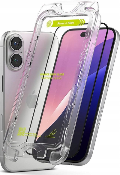 Xham mbrojtës Ringke Easy Slide për iPhone 15 16, 9H, 2 copë, transparent