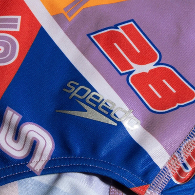 Kostum noti për goca Speedo Allover Digital Vback, Endurance+, shumëngjyrësh vjollcë