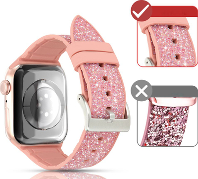 Rrip ore Kingxbar Crystal Fabric për Apple Watch 38/40mm, silikon, me shkëlqim, rozë