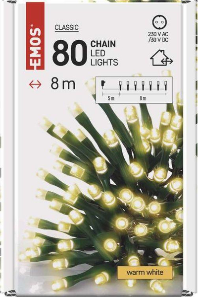Drita dekoruese Emos 80 LED, të bardha