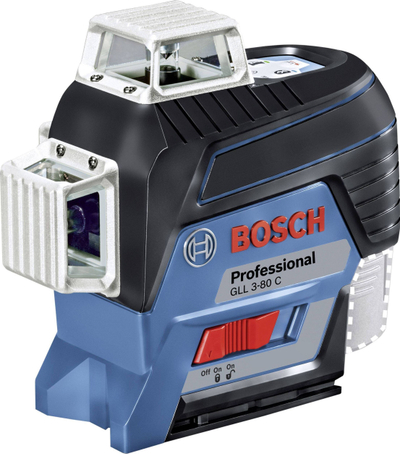 Ласерска линија Bosch GLL 3-80 C, 3 x 360°, опсег 30 m, црвена