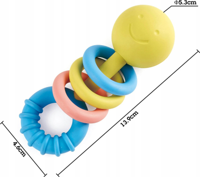 Lodër për kafshim Hape Rattling Rings Teether, unaza që lëvizin, për bebe 0m+, shumëngjyrëshe