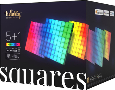 Panele drite smart Twinkly Squares Combo Pack, 6 blloqe me 64 piksel, RGB, shumngjyrëshe