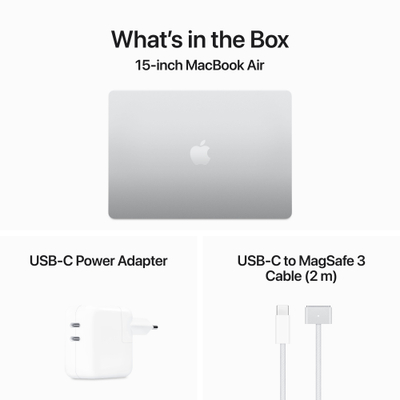 Apple MacBook Air 15.3", M3 8-core, 16GB, 512GB, 10-core GPU, Silver