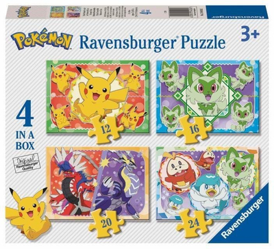 Puzzle set Ravensburger Pokemon 4 in a Box, 4 puzzle, shumëngjyrësh