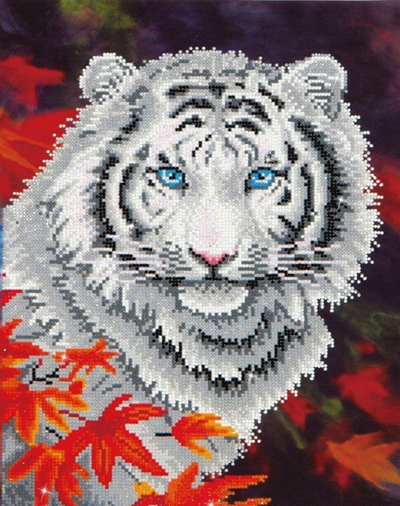 Set pikturë me diamantë DIAMOND DOTZ White Tiger and Autumn, komplet kreativ, shumëngjyrësh