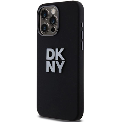 Mbulesë telefoni DKNY Liquid Silicone Metal Logo për iPhone 15 Pro Max 6.7", silikon, e zezë