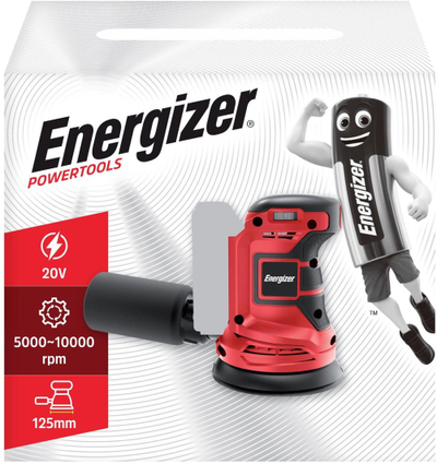 Lëmues orbital Energizer 20V, pllakë 125mm, pa bateri, i kuq