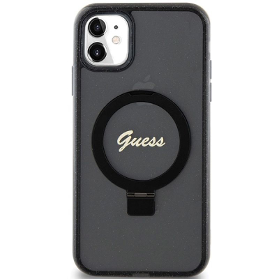 Kuti mbrojtëse Guess GUHMN61HRSGSK, iPhone 11 Xr 6.1", MagSafe, e zezë me shkëlqim