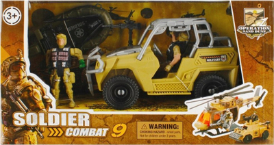 Set lodrash ushtarake Mega Creative 481700, makinë off road, figura ushtarësh, bezhë