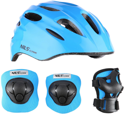 Заштитен сет за деца Nils Extreme MTW01 H210, кацига и штитници, големина S, сина