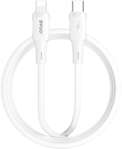 Kabllo silikoni BWOO X329CL, USB-C në Lightning, 27W, 1 m, e bardhë