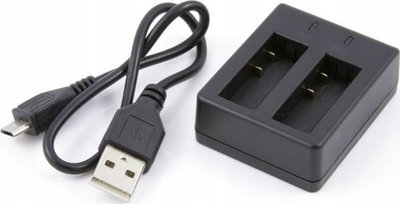 Set baterish me karikues XREC për SJCAM SJ4000 / SJ5000, 900mAh, me dy slote, ngjyrë e zezë
