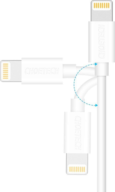 Kabllo karikues Choetech MFi, USB në Lightning, 1.2m, e bardhë