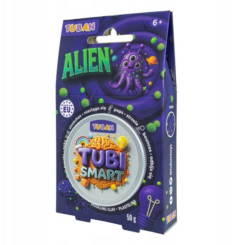 Plastelinë inteligjente Tuban Tubi Smart Alien, 50g, për fëmijë 6+, vjollcë