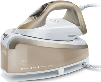 Hekur me gjenerator avulli Sencor SSI 0810VT, depozitë 1.5L, taban qeramik, bezhë e bardhë
