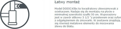 Lavaman graniti Concept DG05C45, për dollap 45 cm, me piklarsë, i zi