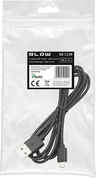 Kabllo USB Blow USB A në micro USB, 1m, i zi