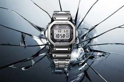 Ora digjitale Casio G Shock GMW B5000D 1ER, çelik inoksi, rezistente ndaj goditjeve, argjend