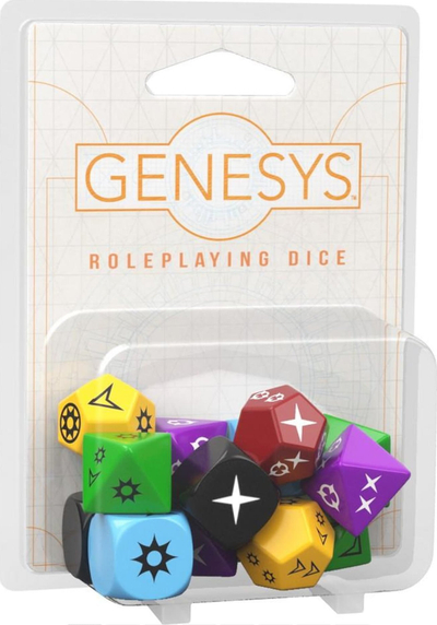 Set zare Genesys RPG Rebel Narrative Dice, shumëngjyrëshe, për lojëra me role