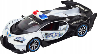 Makina e policisë me telekomandë LEAN Toys 1:12, me drita, dyer automatike, e bardhë