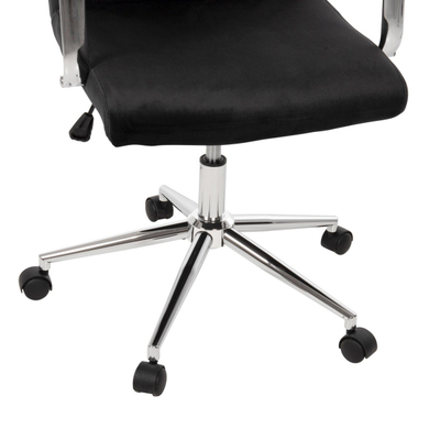 Karrige zyre Josef velur e zezë inox bazë 58×61×105–113 cm (HM1181.04), zezë