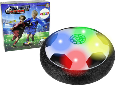 Играчка фудбалска топка со воздух Leantoys Air Power, LED, за употреба во затворен простор, бела и црна