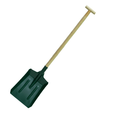 Lopat qymyri me dorezë druri, 28.5×35.5 cm, gjatësi 115 cm, e zezë