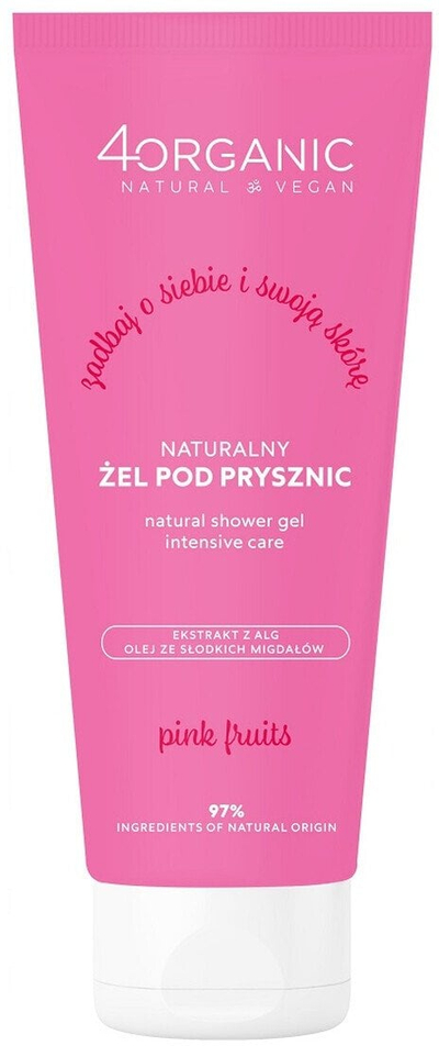 Xhel dushi 4Organic Natural Shower Gel Pink Fruits, 200 ml, me erë frutash, natyral