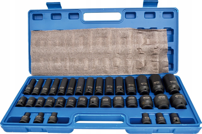 Set çelësa goditës Forsage Impact Socket 10 24mm, 1/2", CrV, i zi