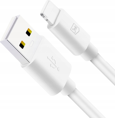 Kabllo USB A në Lightning 3MK Hyper Cable, 1.2m, 12W, e bardhë