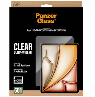Mbrojtëse ekrani PanzerGlass për iPad Air 13" 2024 2026 dhe iPad Pro 13" 2024 2025, Ultra Wide Fit, me FastFit, transparente