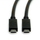 Kabllo USB Roline, USB C në USB C, USB 3.2 Gen 2, 100W PD, 0.5m, e zezë