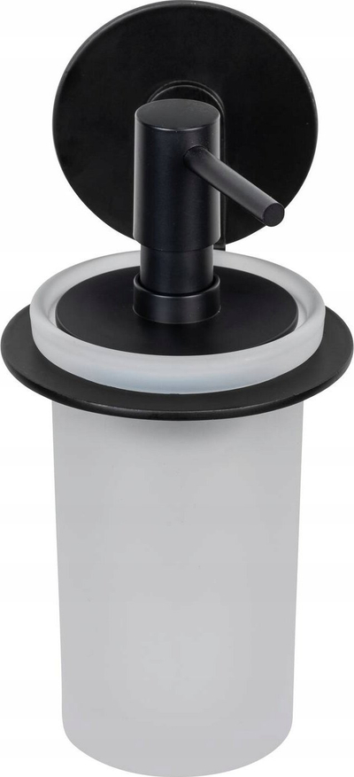 Dispenser sapuni WENKO Turbo-Loc Bivio, 150ml, xham i satinuar, i zi mat