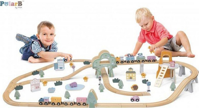 Set treni druri PolarB Train Set 90 copë, 90 pjesë, për kalamaj 3+