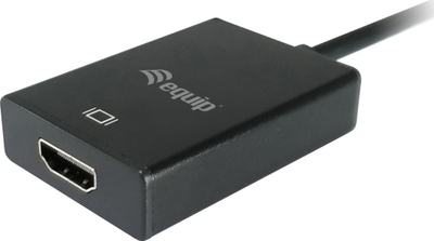 Adaptori Equip VGA në HDMI me audio, kabllo 0.15m, i zi