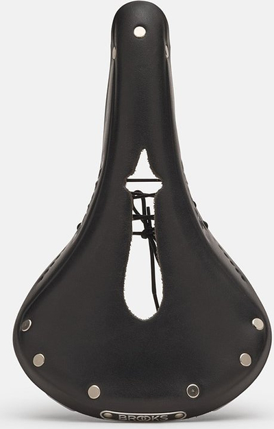 Selino biçiklete Brooks B17 Carved, lëkurë natyrale, shina çeliku, e zezë