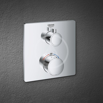 Bateri dushi Grohe Grohtherm Square, me termostat me 2 rrugë, për montim të fshehtë, krom