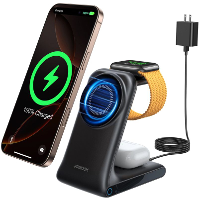 Karikues wireless 3 në 1 Joyroom JR-W15, MagSafe, 15W, i zi