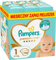 Pelena Pampers Premium Care, madhësia 1 2-5kg, 156 copë, ngjyrë e bardhë