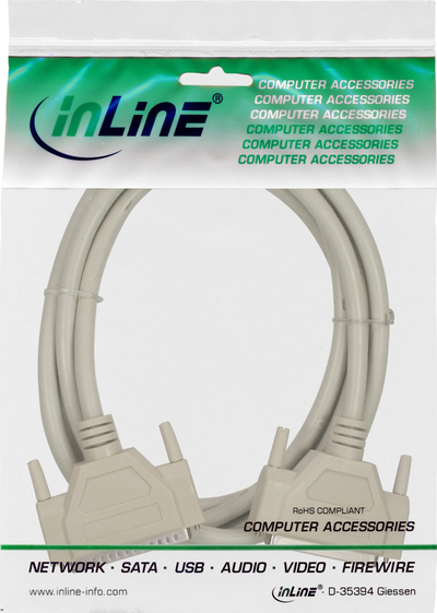 Kabllo zgjatues serial InLine DB37, mashkull–femër, 1m, gri