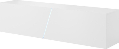 Komodë TV Maelie 160, në dysheme a në mur, LED RGB, e bardhë