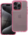 Futera telefoni Matrix Clear për iPhone 14, TPU PU, transparente, rozë