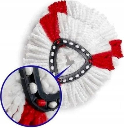 Set koka zëvendësuese mop për Vileda Easy Wring Turbo UltraSpin, 8 copë, mikrofibër, të bardha me të kuqe